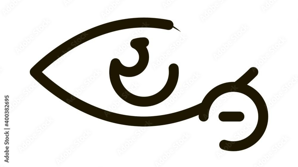 Diopter Myopia Eye Vision Icon Animation. black Eye With Minus Mark Concept Linear Pictogram. Eyesight Problem Clinic Aid animated icon on white background Diopter Myopia Eye Vision Icon Animation. black Eye With Minus Mark Concept Linear Pictogram. Eyesight Problem Clinic Aid animated icon on white background