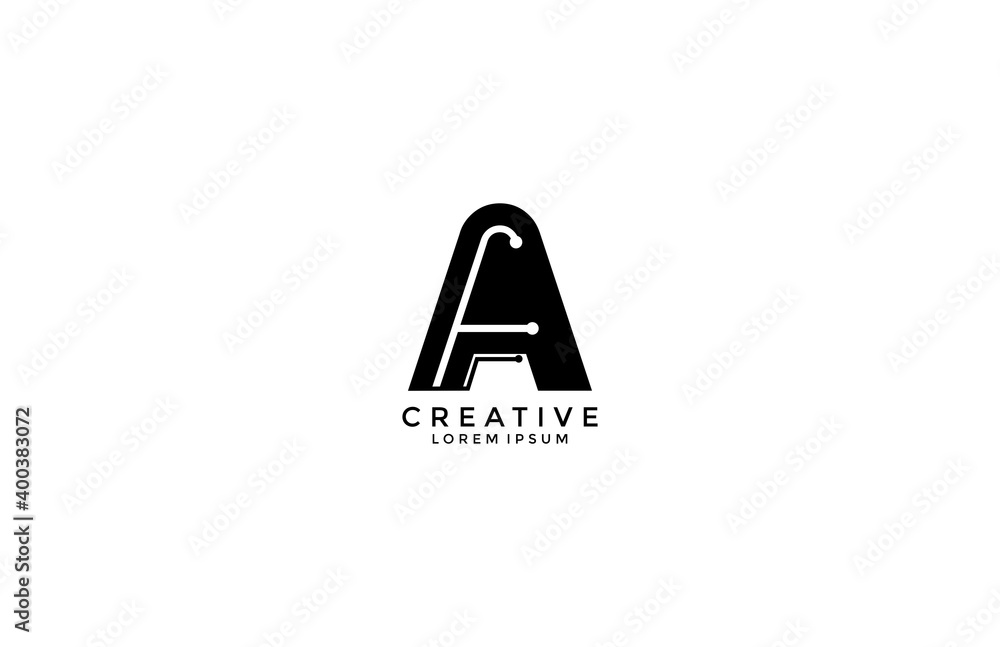 Initial Letter A Tech Style Logo Design Template Initial Letter A Tech Style Logo Design Template