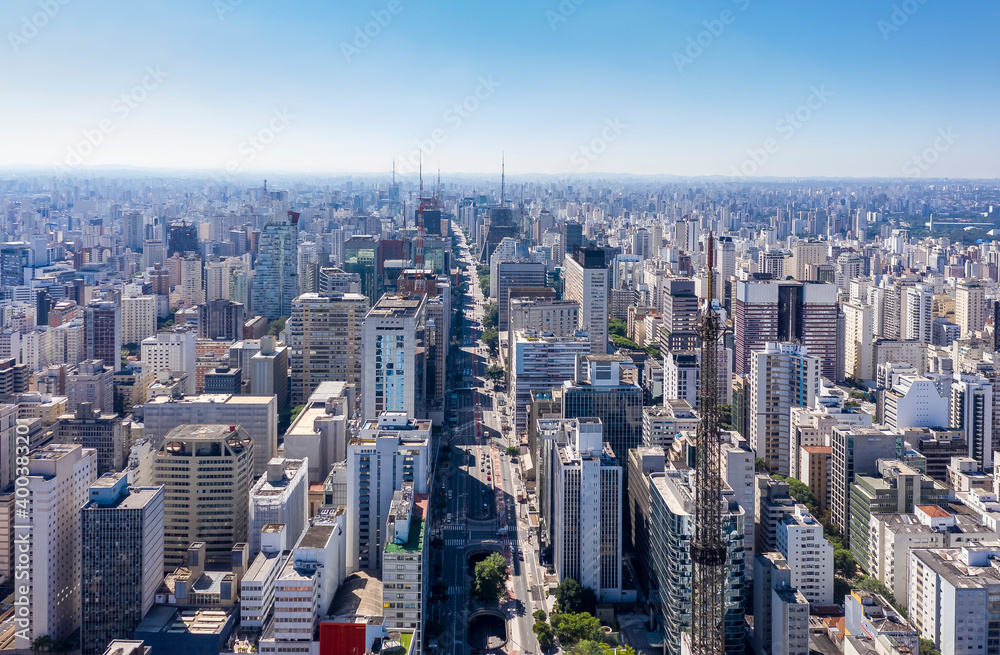 Paulista Avenue seen from above, São Paulo, Brazil