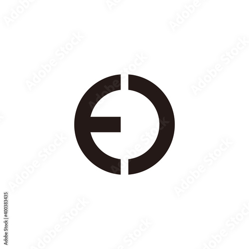 abstract letter ed flat geometric round logo vector