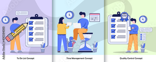 Work Management activity graphic design. To do list concept, Time management concept, Quality Control concept Vector Illustration Design