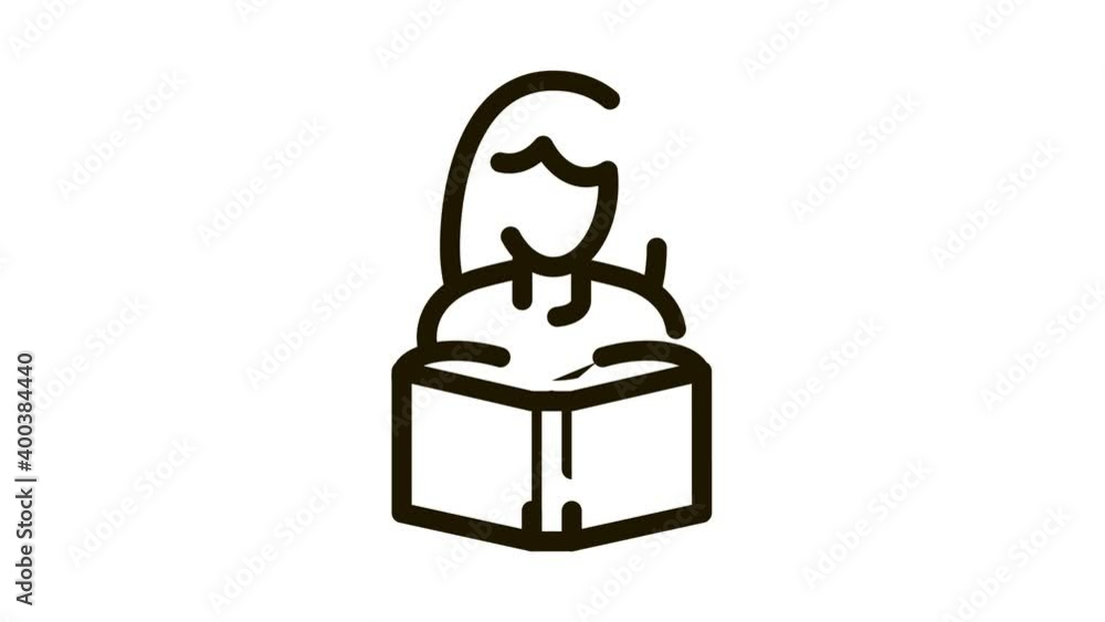 Girl Reading Book Icon Animation. black Girl Reading Book animated icon on white background Girl Reading Book Icon Animation. black Girl Reading Book animated icon on white background
