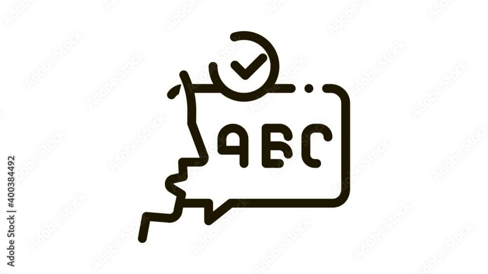 Alphabet Speech Icon Animation. black Alphabet Speech animated icon on white background Alphabet Speech Icon Animation. black Alphabet Speech animated icon on white background