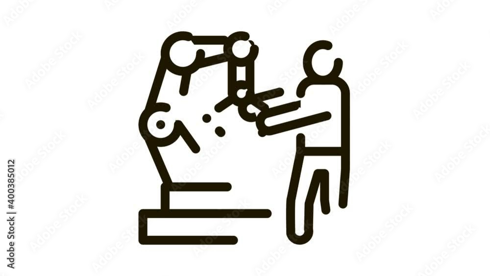 Man And Robot Arm Icon Animation. black Man And Robot Arm animated icon on white background Man And Robot Arm Icon Animation. black Man And Robot Arm animated icon on white background