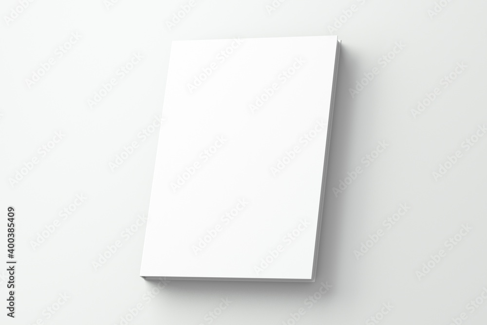 Fototapeta premium Blank white A4 book on with floor for mockup