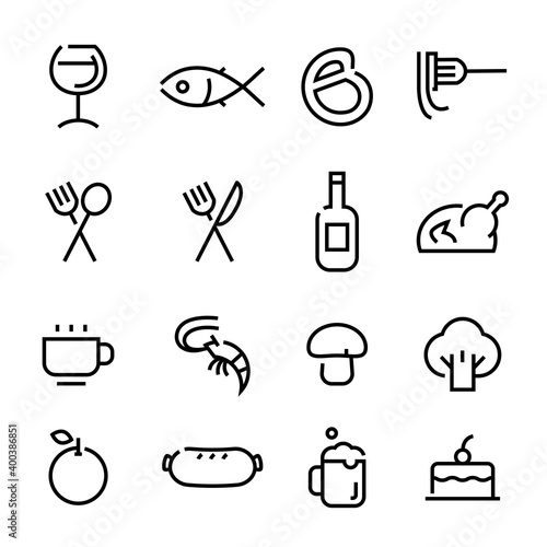 Restaurant icons set on white background