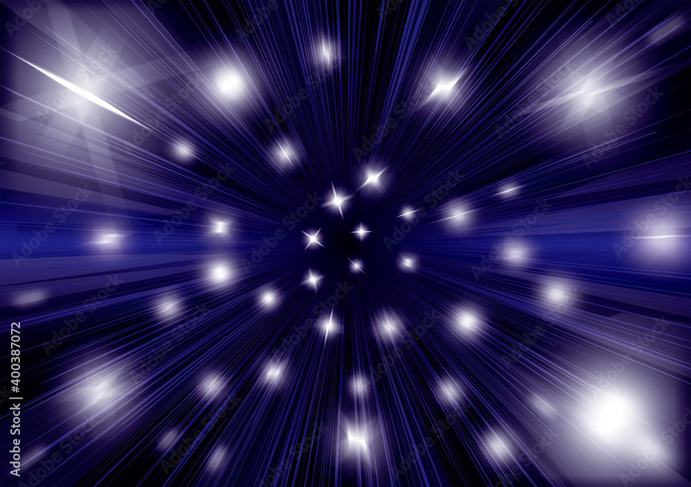Fototapeta premium 集中線のキラキラしたディープブルーの壁紙