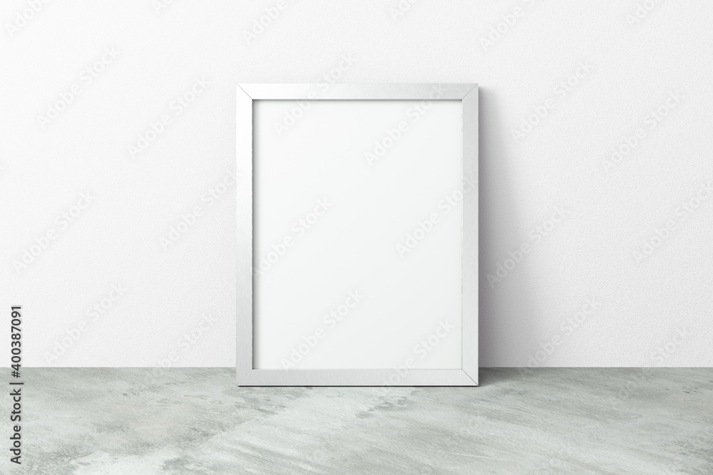 Empty metal frame on concrete floor, industrial mockup Empty metal frame on concrete floor, industrial mockup