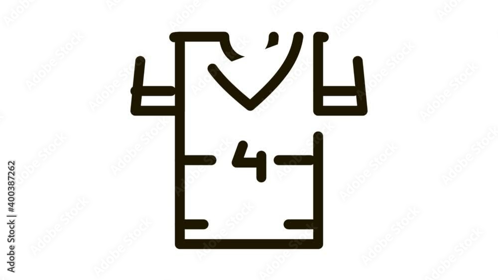 T-shirt with Number 4 Icon Animation. black T-shirt with Number 4 animated icon on white background T-shirt with Number 4 Icon Animation. black T-shirt with Number 4 animated icon on white background