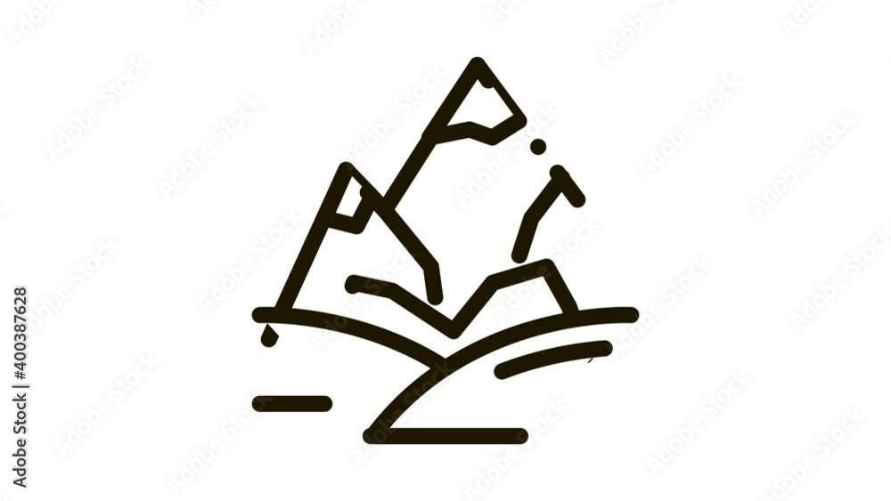 Mountains with Snow Icon Animation. black Mountains with Snow animated icon on white background Mountains with Snow Icon Animation. black Mountains with Snow animated icon on white background