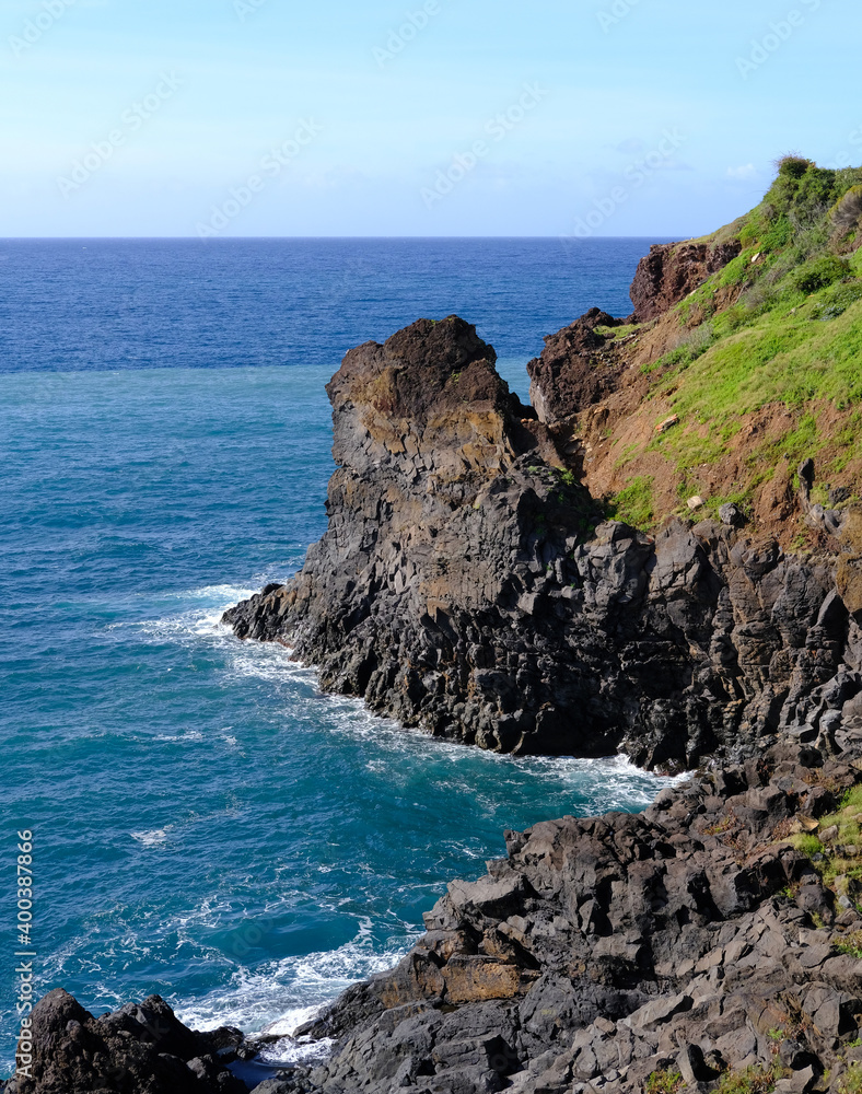Sea cliffs and volcanic rocks, Madeira Island, Portugal