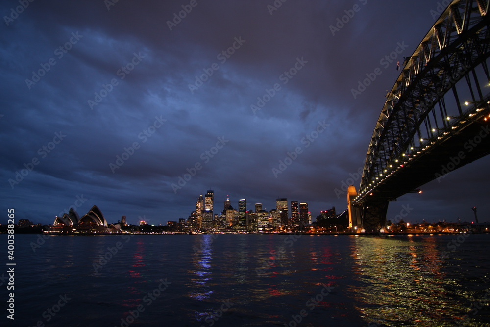 Sydney Opera House and Sydney Harbour Bridge at Night