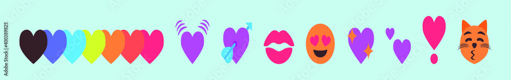 set of valentine emoticon cartoon icon design template with various models. vector illustration isolated on blue background set of valentine emoticon cartoon icon design template with various models. vector illustration isolated on blue background