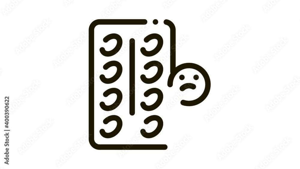 Destress Pills Icon Animation. black Destress Pills animated icon on white background