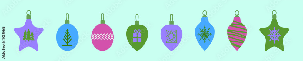 Obraz premium set of christmas baubles cartoon icon design template with various models. vector illustration isolated on blue background