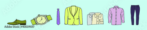set of clothes and accessories cartoon icon design template with various models. vector illustration isolated on blue background