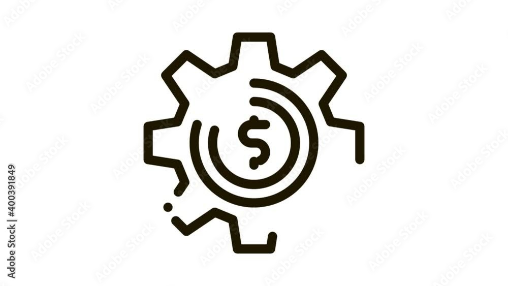Gear Dollar Coin Icon Animation. black Gear Dollar Coin animated icon on white background Gear Dollar Coin Icon Animation. black Gear Dollar Coin animated icon on white background
