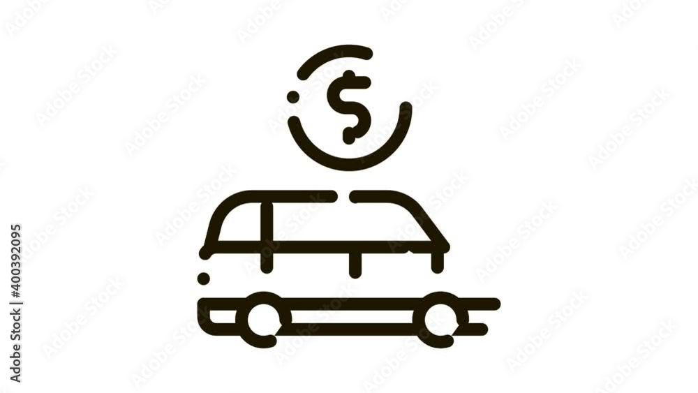 Car Dollar Coin Icon Animation. black Car Dollar Coin animated icon on white background Car Dollar Coin Icon Animation. black Car Dollar Coin animated icon on white background
