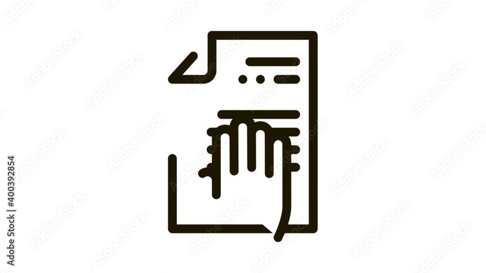 Hand On Document Icon Animation. black Hand On Document animated icon on white background Hand On Document Icon Animation. black Hand On Document animated icon on white background