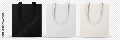 Shopping bag isolated. Cotton eco tote blank template. Blank eco template, Bags mockup. Vector illustration isolated.