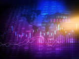 global stock market abstract background illustration, finance, economy background with stock market data, graphs and map