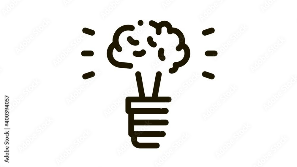 Brain Idea Lamp Icon Animation. black Brain Idea Lamp animated icon on white background Brain Idea Lamp Icon Animation. black Brain Idea Lamp animated icon on white background