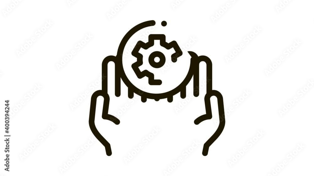 Hands Hold Gear Icon Animation. black Hands Hold Gear animated icon on white background Hands Hold Gear Icon Animation. black Hands Hold Gear animated icon on white background