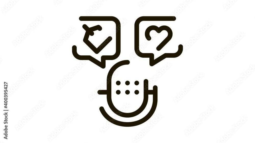 Microphone Label Icon Animation. black Microphone Label animated icon on white background Microphone Label Icon Animation. black Microphone Label animated icon on white background