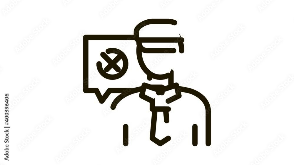 Policeman Denial Icon Animation. black Policeman Denial animated icon on white background Policeman Denial Icon Animation. black Policeman Denial animated icon on white background