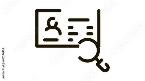 Passport Research Icon Animation. black Passport Research animated icon on white background photo