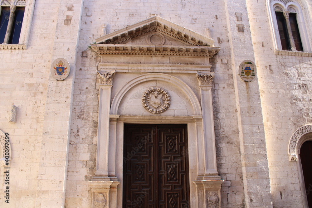 the entrance to the beautiful cathedral of barletta, apulia