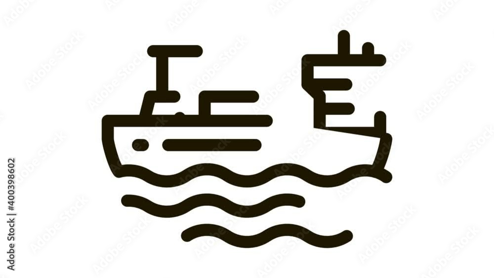Tanker At Sea Icon Animation. black Tanker At Sea animated icon on white background Tanker At Sea Icon Animation. black Tanker At Sea animated icon on white background