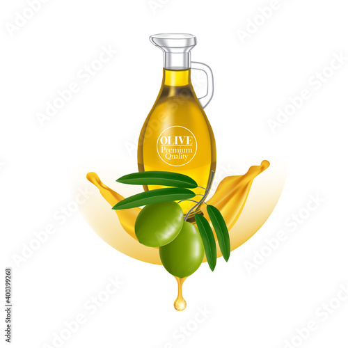 The fresh Olive oil elegant vector illustration.