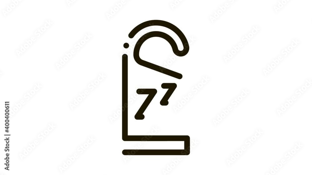 Hotel Handle Label Zzz Icon Animation. black Hotel Handle Label Zzz animated icon on white background Hotel Handle Label Zzz Icon Animation. black Hotel Handle Label Zzz animated icon on white background