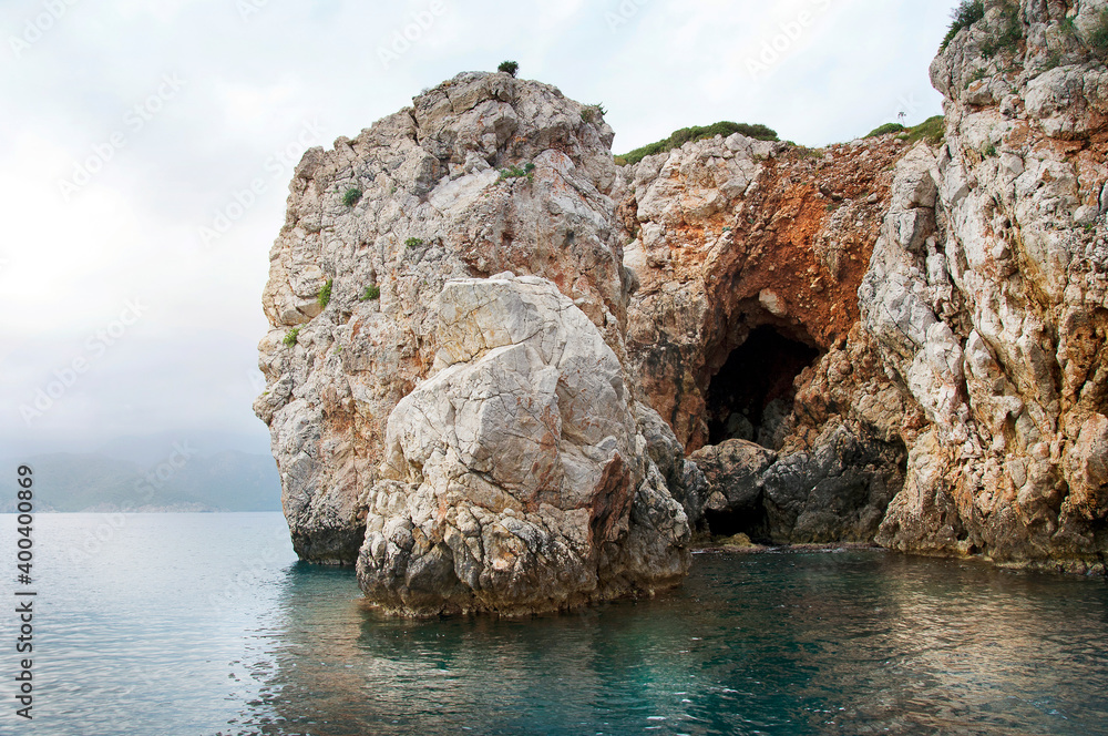 Beautiful Rocks in the Mediterranean Sea in Turkey