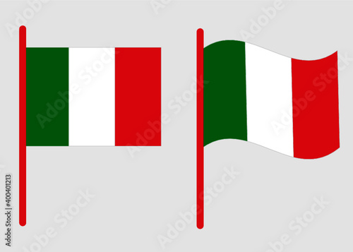 CMYK National Italy flag vector. Green, white and red Flag. Italy, Europe. European country. Simple Italy flag isolated. Flag vector. Windy weather. Original Italy flag