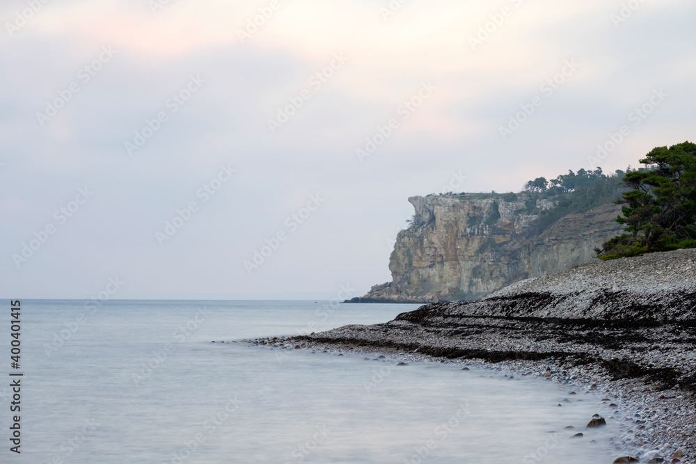 Limestone coastal landscape on cloudy evening Limestone coastal landscape on cloudy evening