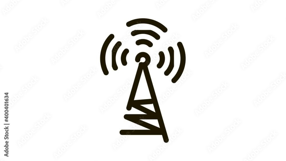 Radio Tower Antenna Icon Animation. black Radio Tower Antenna animated icon on white background Radio Tower Antenna Icon Animation. black Radio Tower Antenna animated icon on white background