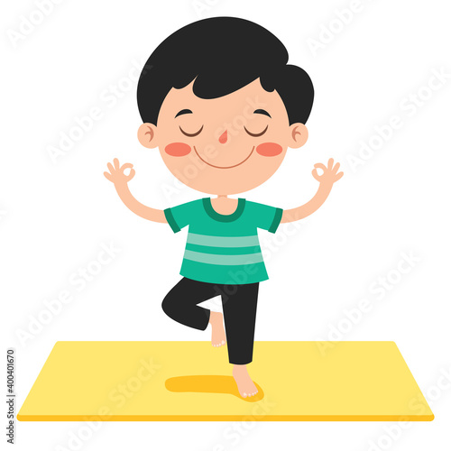 Funny Kid In Yoga Pose