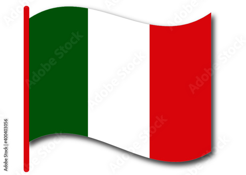 CMYK National Italy flag vector. Green, white and red Flag. Italy, Europe. European country. Simple Italy flag isolated. Flag vector. Original Italy flag. Windy weather