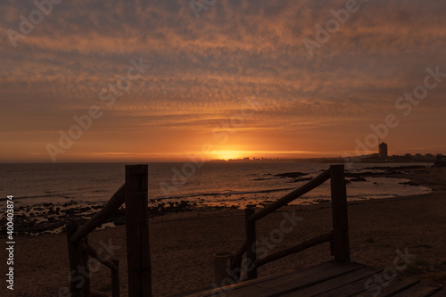 sunset on the beach in Punta del Este, Uruguay.