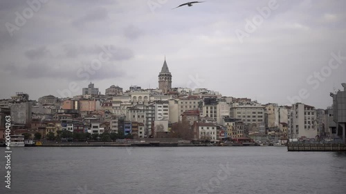 Seagull flying on the Golden Horn in Istanbul (slow motion)