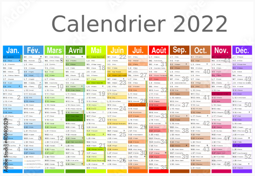 Calendrier 2022 Format 650x450 mm - Calendrier 2022 pour entreprise avec logo sur 12 mois multicaque - modifiable - texte arial	