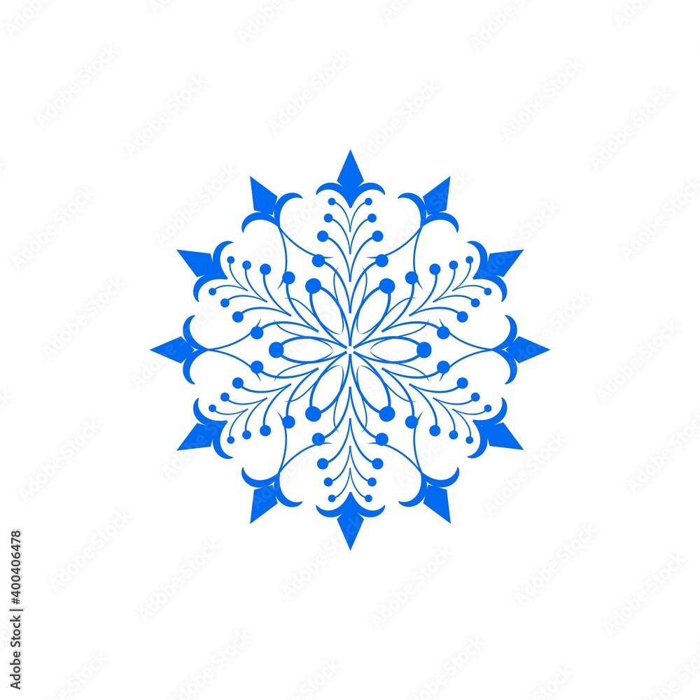 Sign design blue snowflake on white background
