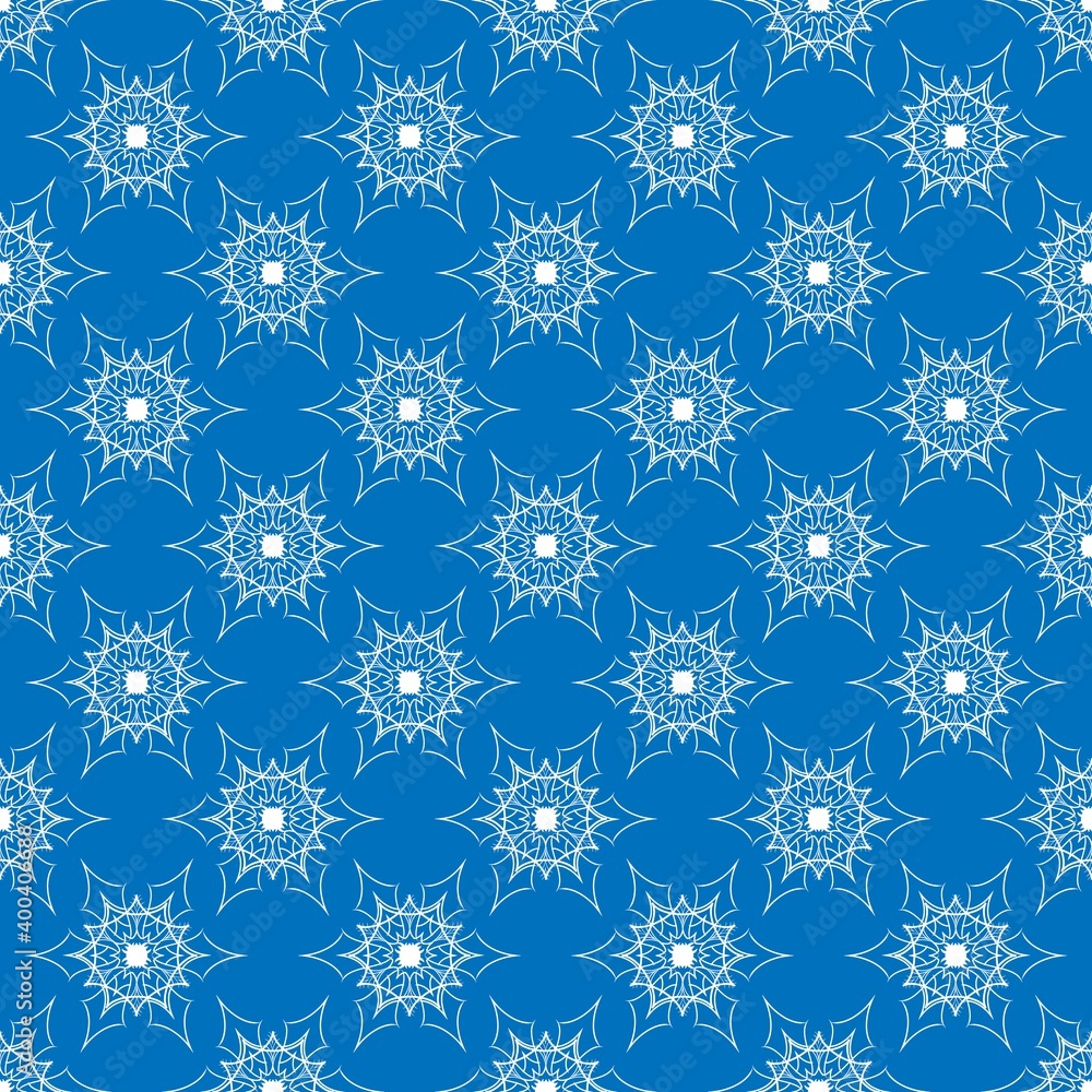 White snowflake on blue pattern for print textile White snowflake on blue pattern for print textile