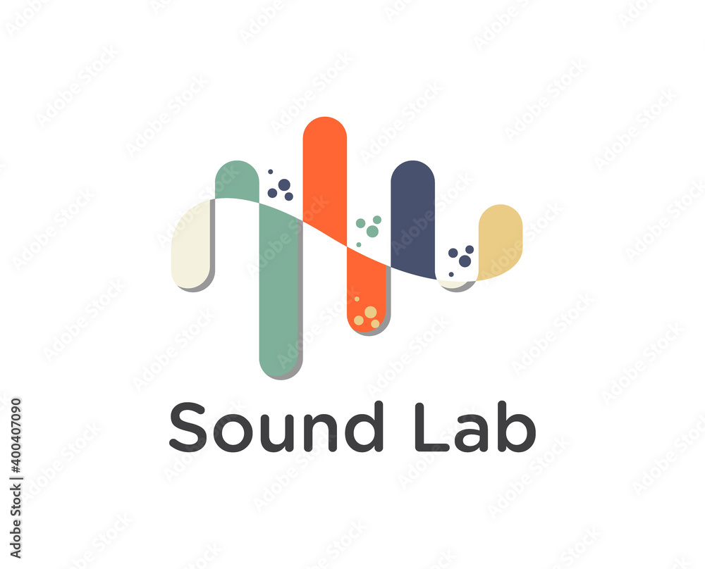 Abstract music logo design vector. Clean and modern concept of equalizer with lab symbol Abstract music logo design vector. Clean and modern concept of equalizer with lab symbol