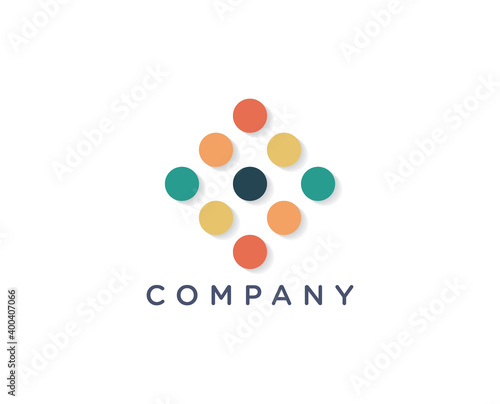 vector connected dot logo design concept in colorful shape