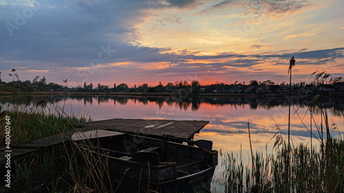 sunset over lake