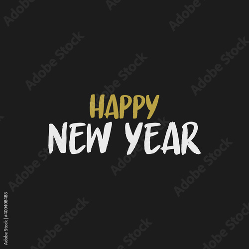 Happy new year typography sign. Vector Lettering Composition. Holiday design for greeting card.