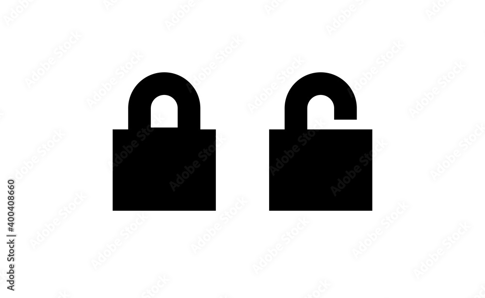 Lock icon in flat style. Security symbol vector illustration. Padlock open an closed. Lock icon in flat style. Security symbol vector illustration. Padlock open an closed.